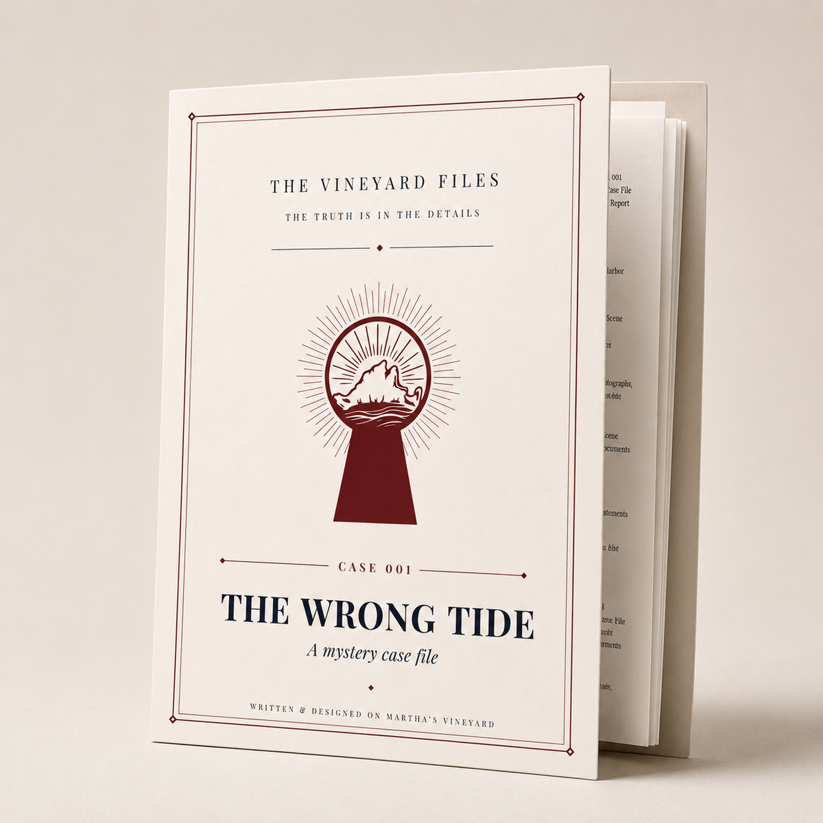 Evidence photographs from The Wrong Tide, a Martha's Vineyard mystery case file